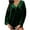 Green, variant on Fesfesfes Womens Tops Women's Gold Velvet Solid Color Long Sleeved V-Neck Button Pleated Shirt Top Tee S(US:4)