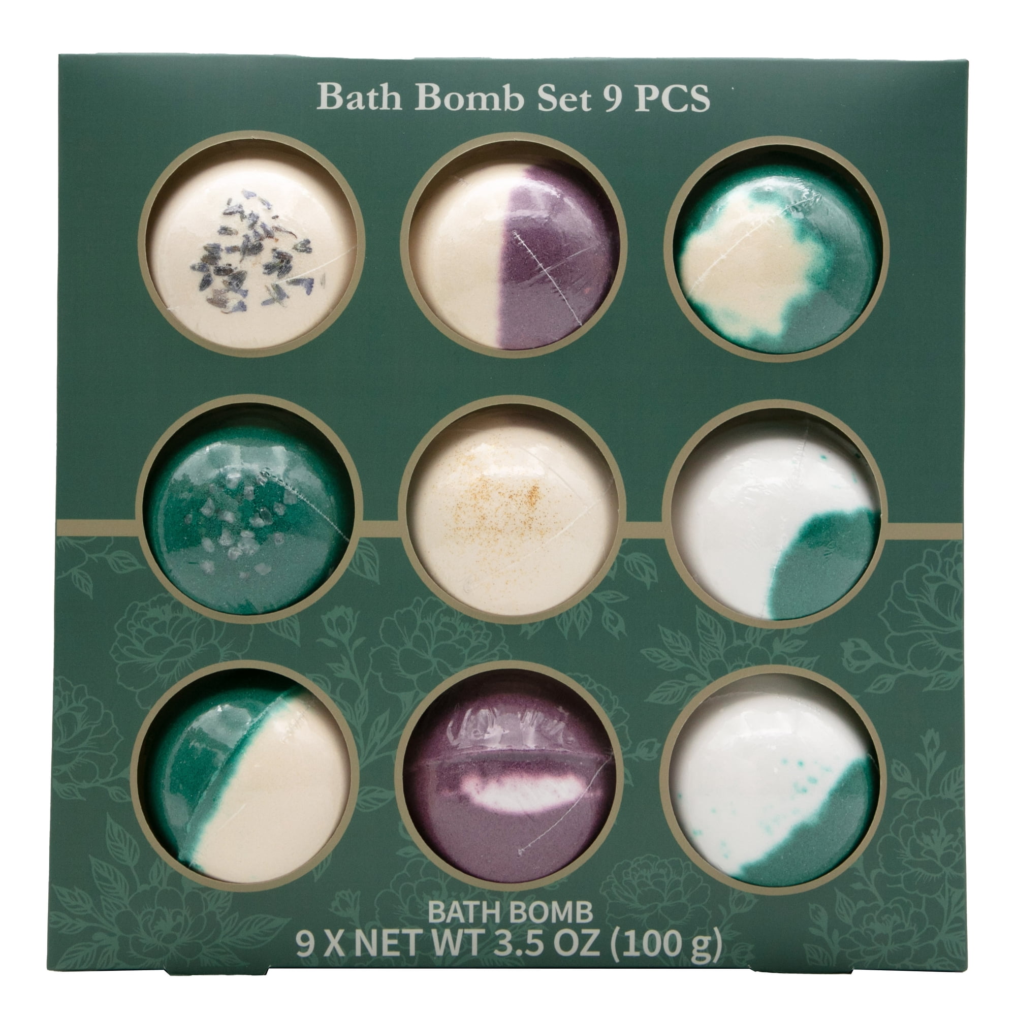 9-Piece Set of Effervescent Bath Bombs with Lavender, Jasmine and Saffron Scents