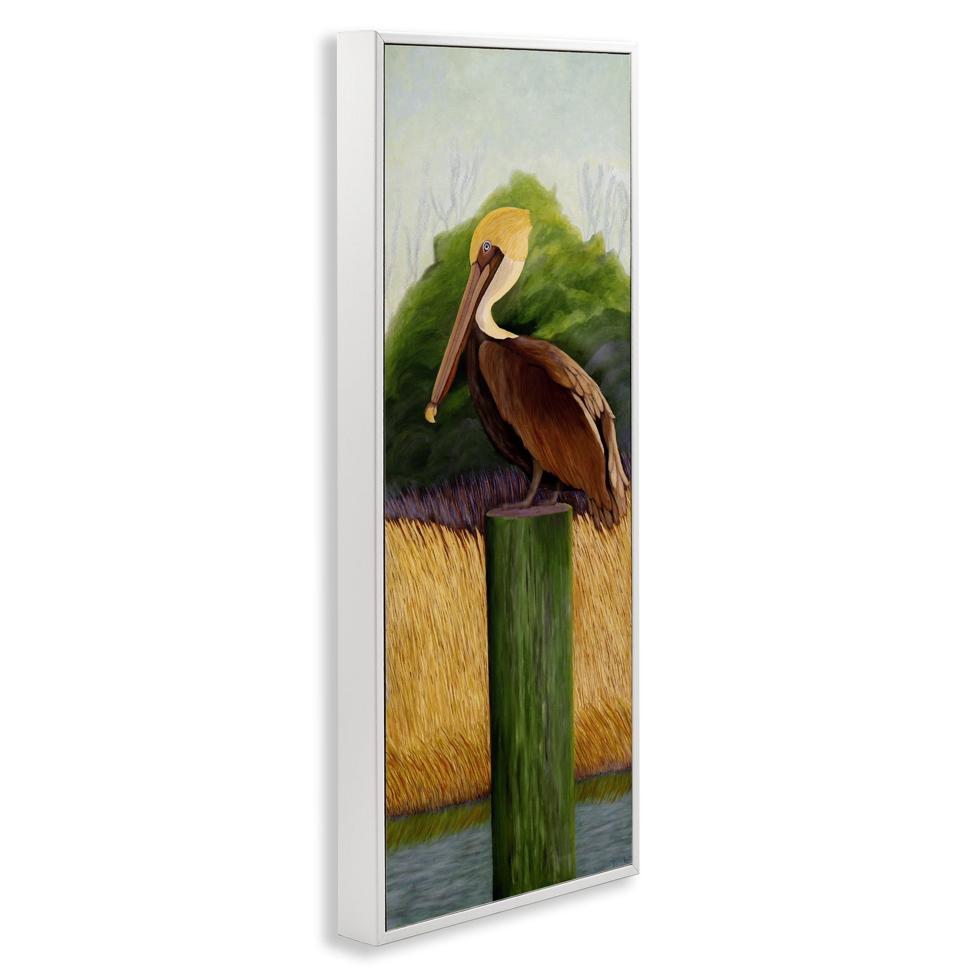 Stupell Industries Perched Blue Eyed Pelican White Framed Giclee Art, design by Barbara Fallenbaum