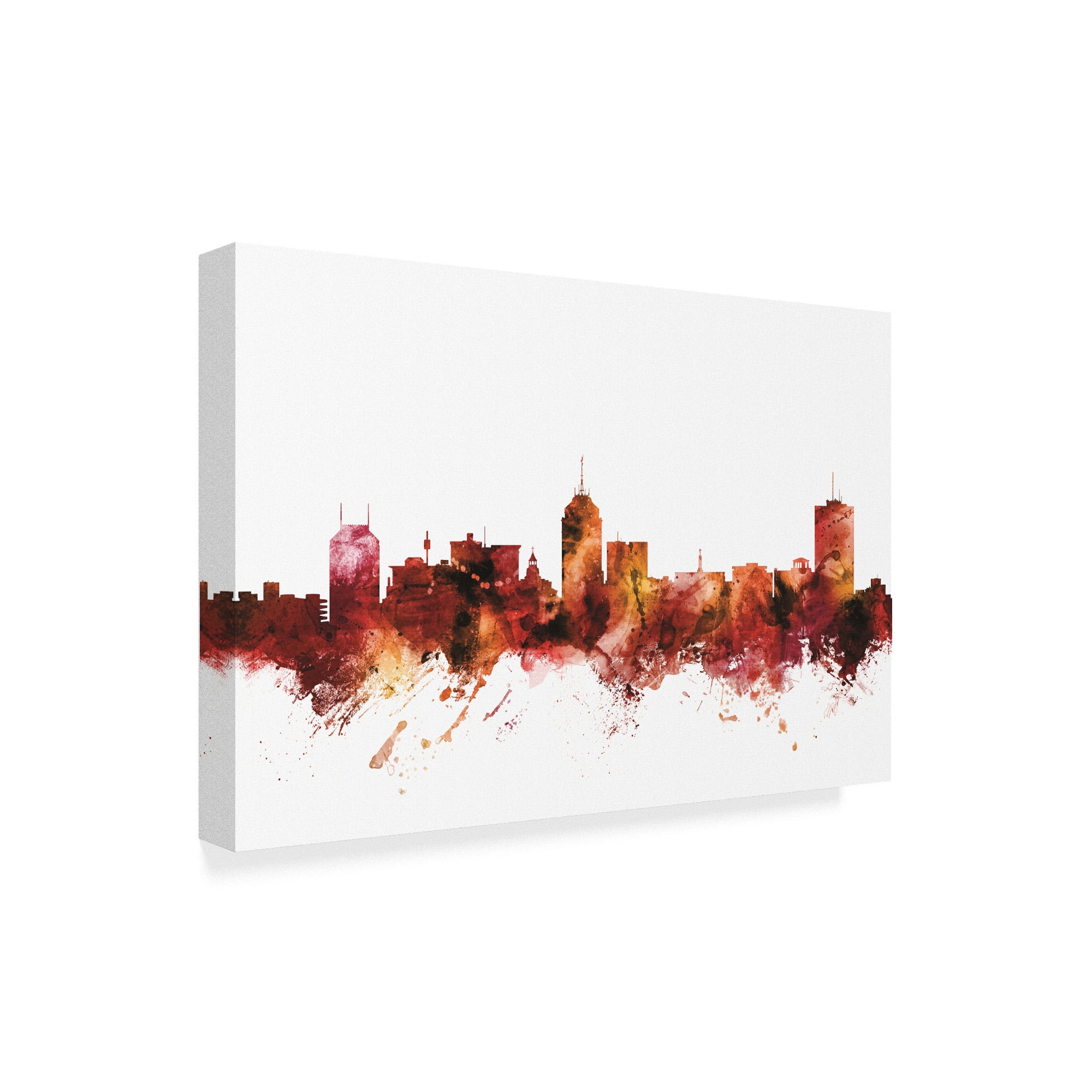 Trademark Fine Art 'Fresno California Skyline Red' Canvas Art by Michael Tompsett