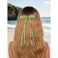 thumbnail image 5 of 4pcs Hair Clips for Women Tassel Ribbon Bowknot Hair Clips with Long Tail, Women Hair Clip for Girl, Solid Hair Clips Long Hair Accessories Barrettes Claw Hair Clips with Bow (Pink Green), 5 of 5