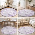 thumbnail image 4 of Round Area Rugs 3.3Ft, Purple White Floral Non-Slip Washable Circle Rugs Carpet, Spring Botanical Leaves Farmhouse Indoor Outdoor Rug Floor Mats Throw Runner for Bedroom Living Room Bathroom, 4 of 8