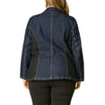 thumbnail image 4 of Agnes Orinda Women's Plus Size Denim Blazer Notched Lapel Button Work Jean Jackets 2X Blue, 4 of 9