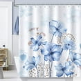 thumbnail image 2 of Blue Floral Shower Curtain Watercolor Flower Decorative Bath Curtain 72 x 72 Inch Polyester Fabric Waterproof Bathroom Curtain with 12 Hooks, 2 of 6