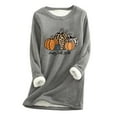 thumbnail image 2 of Babysbule Tops for Women Women Thick Fleece Sweatshirt Long Sleeve Print Velvet Warm Round Neck Underwear Tops, 2 of 3