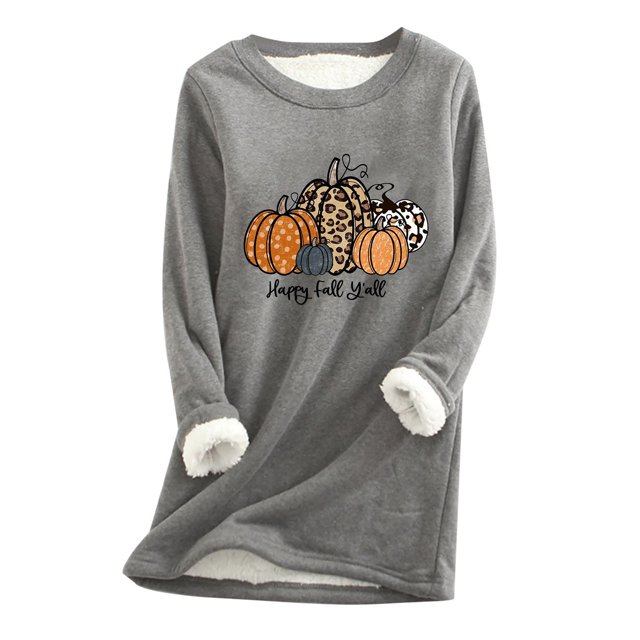 HKEJIAOI Sweat-shirts Femmes Col Rond Graphique Mi-Lourd Long Sleeve Chemise
