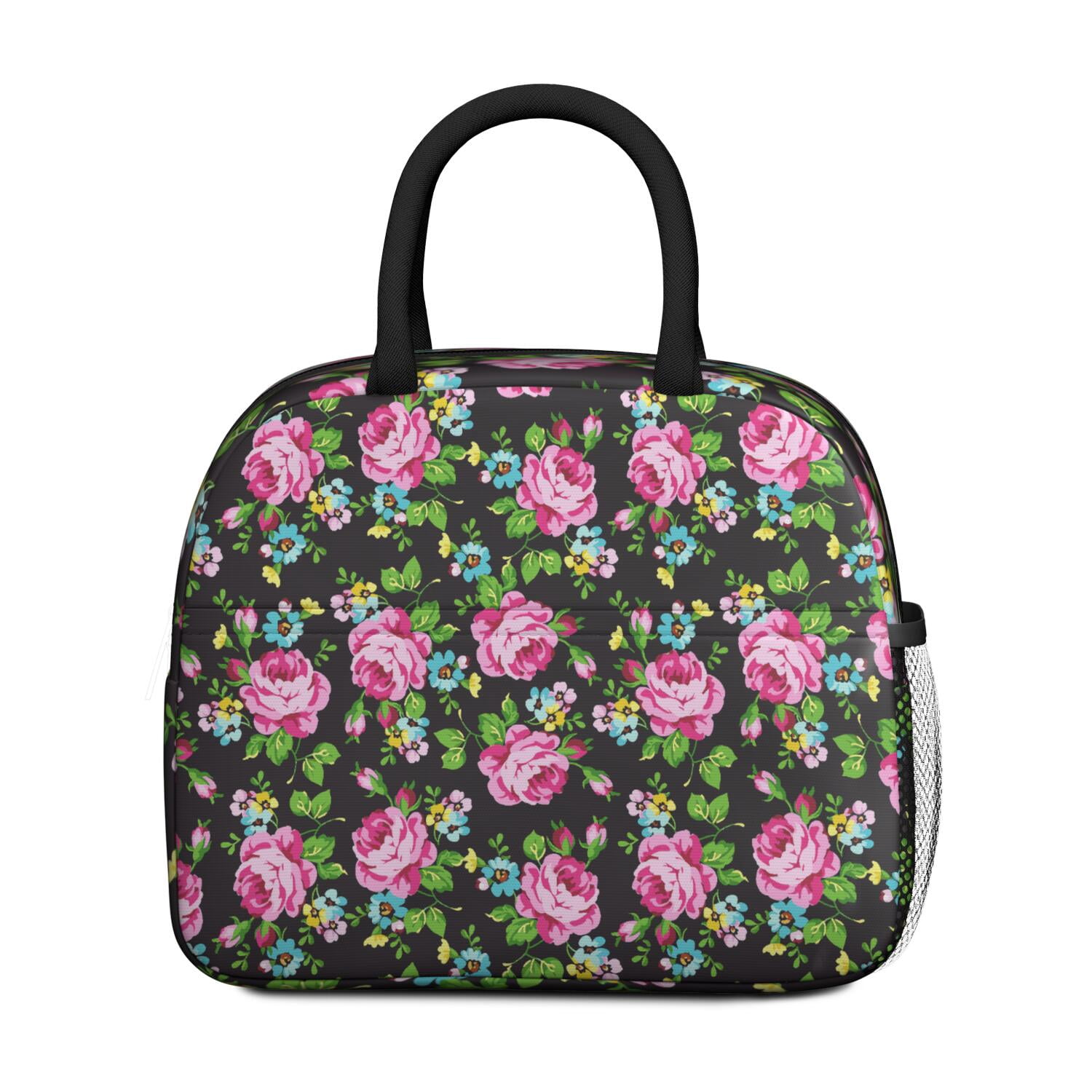 Wildflower Lunch Bag for Women – Large Reusable Thermal Insulated Tote for Outdoor, Office, and Healthy Eating Enthusiasts