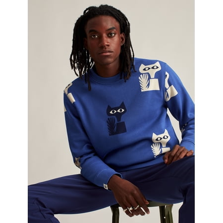 Bonobos Fielder Men's and Big Men's Fleece Graphic Crewneck Sweatshirt, up to 3XL
