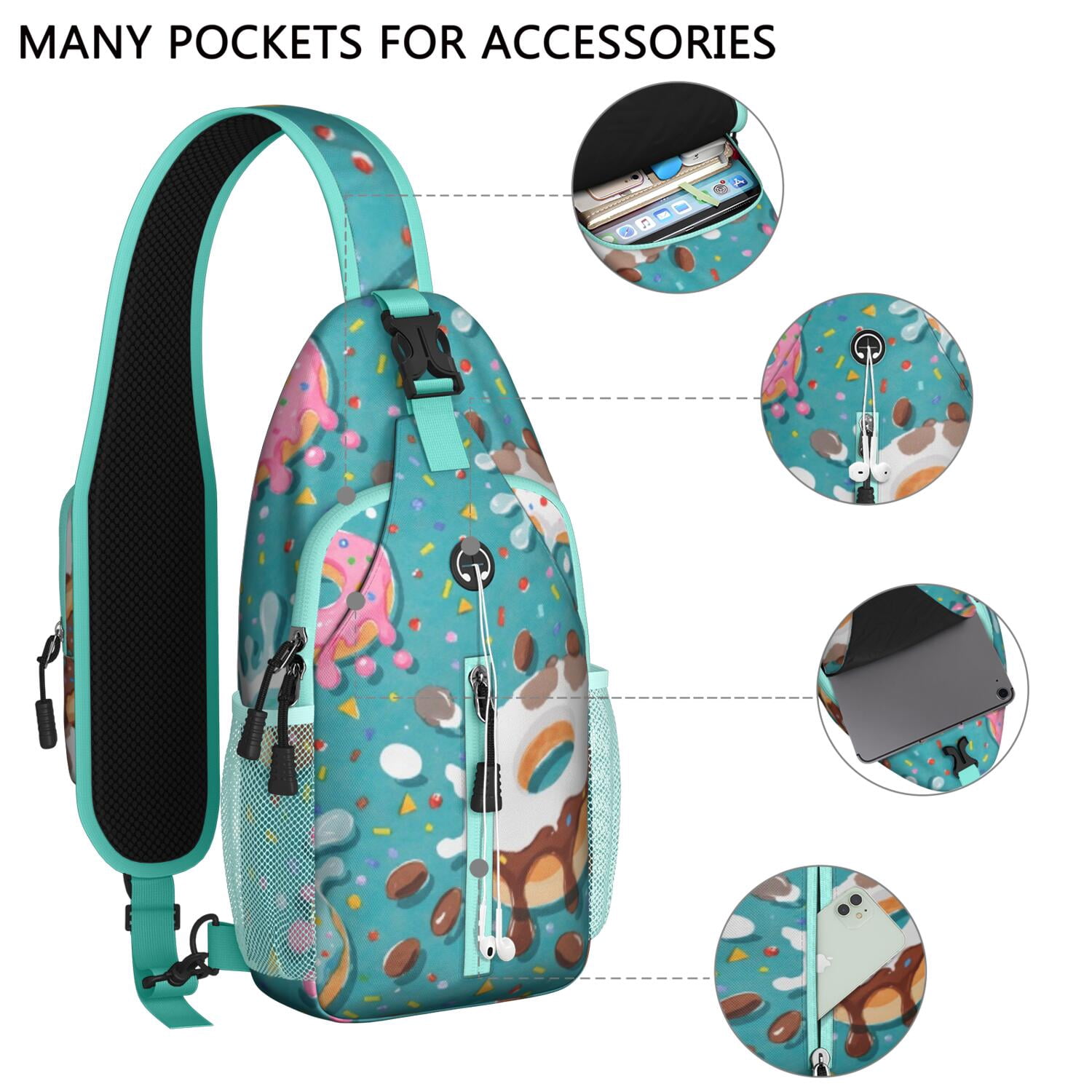 Chest Bag Crossbody Shoulder Bag Crossbody Shoulder BagTravel Sling Bag for Men Women Travelers Doughnut