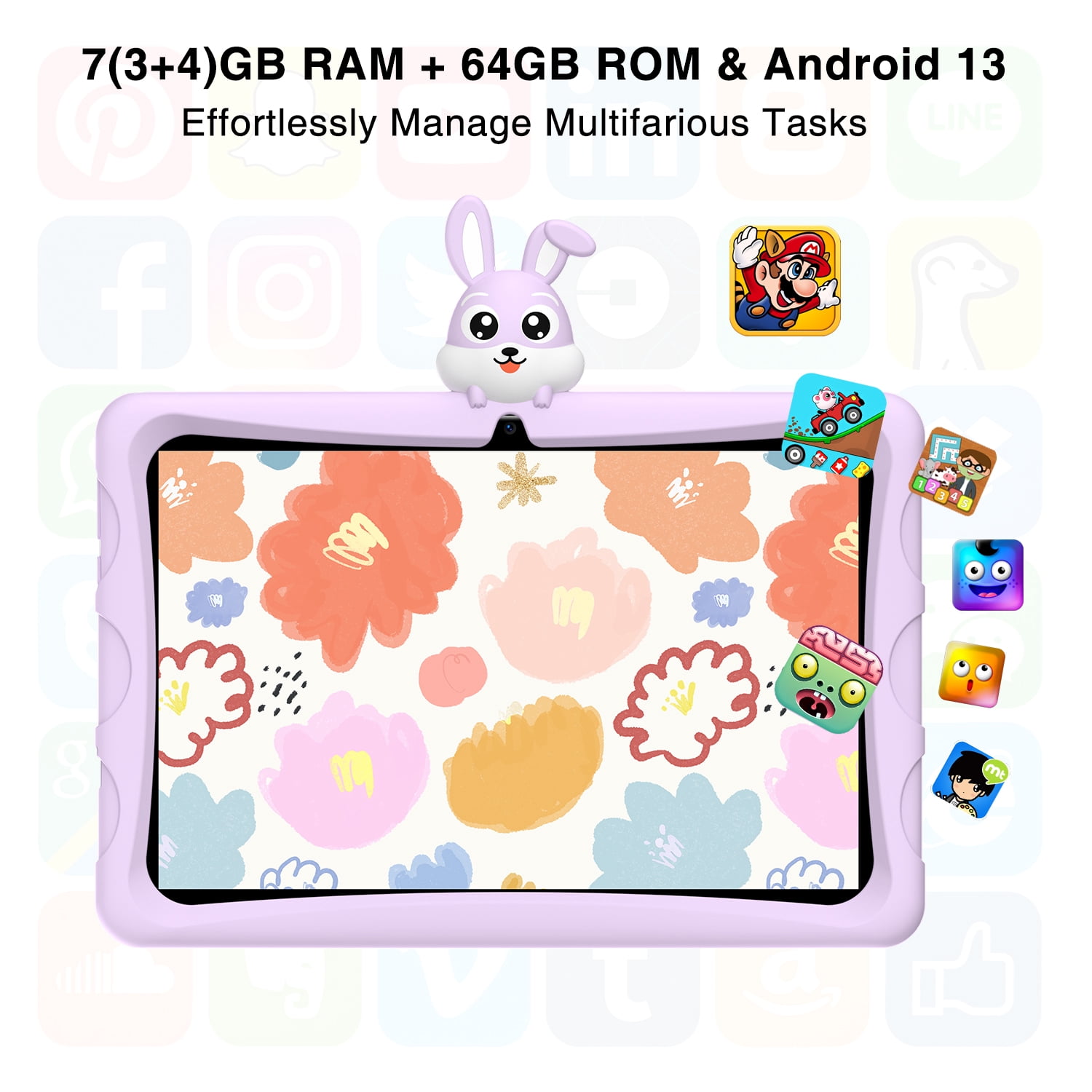 DOOGEE U9 10.1-inch HD Tablet, 64GB, Android 13, Wi-Fi, Macaron Purple