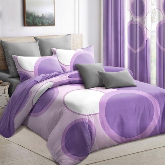 Quilted Bedspread & Curtain Set 9 Piece, Queen Size - Bedding Ensemble with Sheer Filtering Drapes, 1.6" Grommet Top, Machine Washable