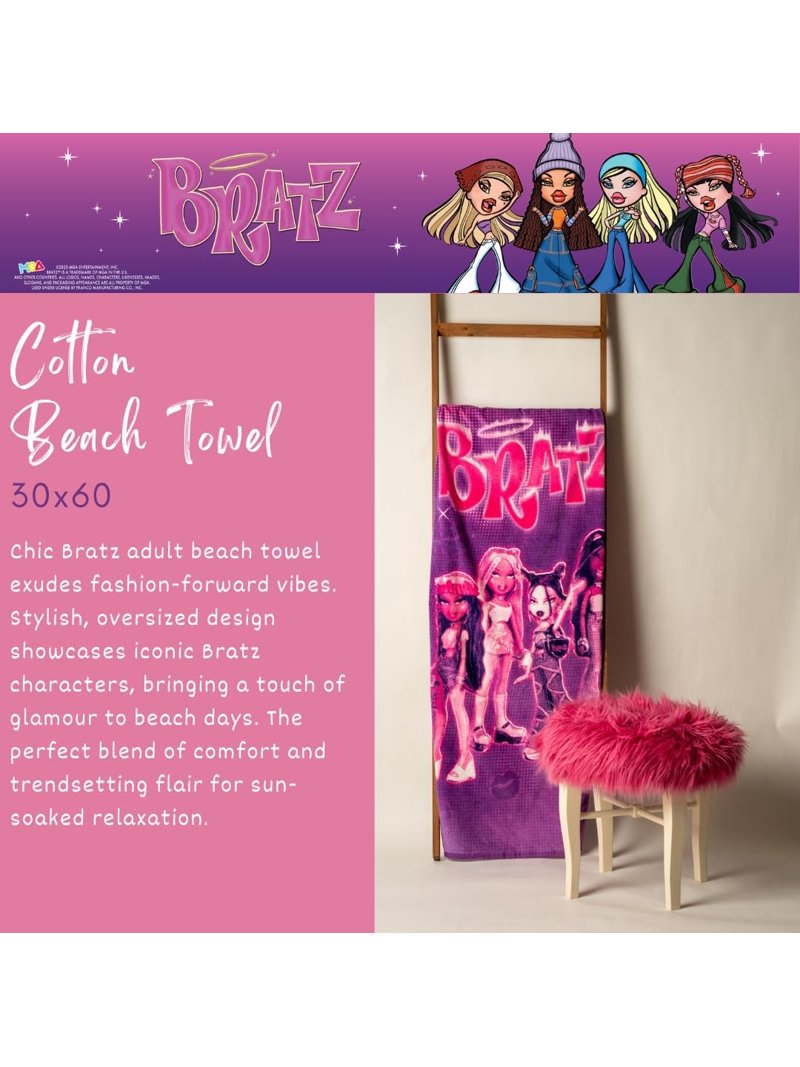 Collectibles Bratz Super Soft Cotton Bath/Pool/Beach Towel, 60 in