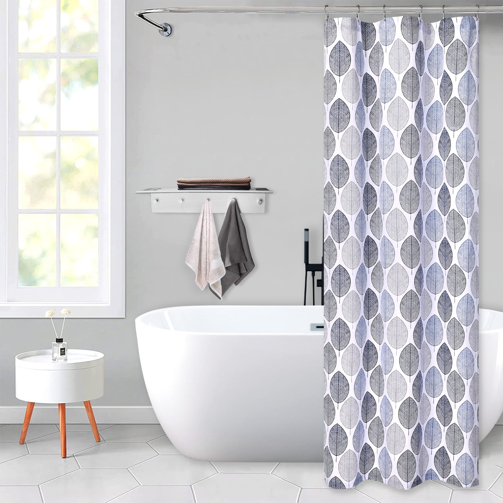 GlowSol Shower Curtain 72x72 Heavy Duty Thick Hotel Luxury Waterproof  Plaid Fabric Shower Curtain for Bathroom Washable, Gray, 1 Panel 