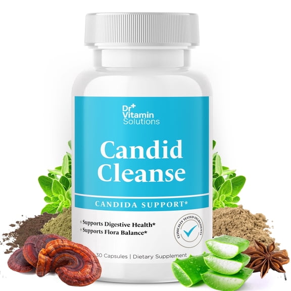 DR Vitamin Solutions Candida Cleanse Capsules with Probiotics, Oregano & Caprylic Acid, Gut Health Support, 30 Count