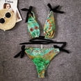 thumbnail image 4 of Bikini de encaje con estampado vintage sexy para mujer Conjunto de traje de baño acolchado con push-up para la playa Fridja  nalpqowj21703, 4 of 8