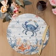 thumbnail image 3 of Crab Coastal Round 13 Inch Placemats Set of 6, Summer Beach Coral Starfish Grey Wooden HeatResistant Non Slip Place Mats for Dining Table, Wipeable Braided Kitchen Table Mats for Housewarming, 3 of 9