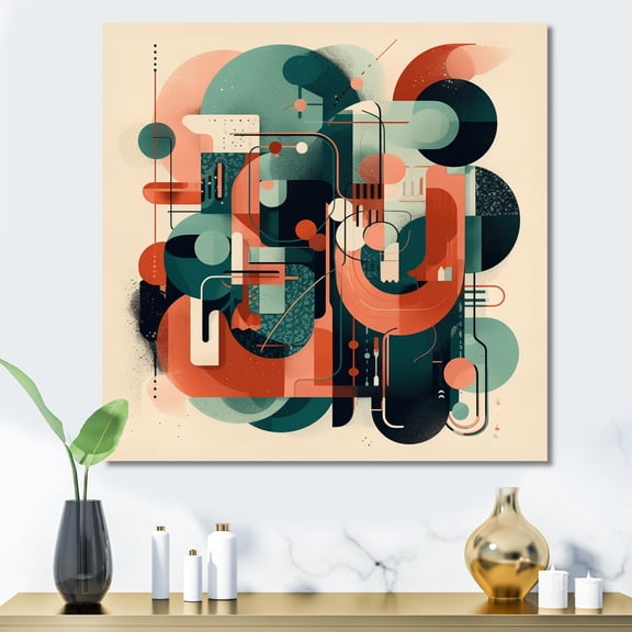 DESIGN ART Designart "Colors Of Progress I" Modern Midcentury Canvas Art Print 36 in. wide x 36 in. high