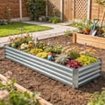 thumbnail image 2 of Outsunny 8x2.6x1.5ft Galvanized Raised Garden Bed, Open Bottom, Silver, 2 of 10