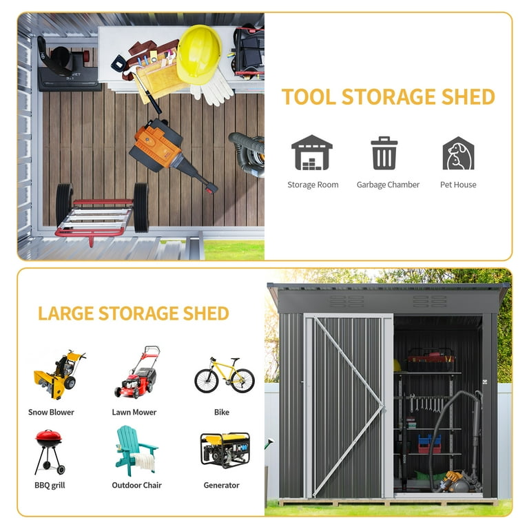 UFORIC 5x3ft Outdoor Storage Shed,Metal Garden Organizer, Lockable