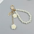 thumbnail image 6 of Trendy Pearls Chain and Rose Keychain with Alloy Clasp Rustproof Key Holder Resin Flower Keyring Elegant Bag Charm, 6 of 9