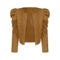 thumbnail image 4 of Articles en Liquidation Chemises pour Femmes Chemises pour Femmes en Mélange Couleur Unie Col Rond Fermeture Éclair Veste Bouffante à Manches Longues pour Femmes, 4 of 4