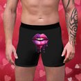 thumbnail image 2 of Yuncity Mens Valentines Day Boxer Briefs Underwear 3D Lip Print Breathable Personality Fashion Comfy Underpants Black L, 2 of 4
