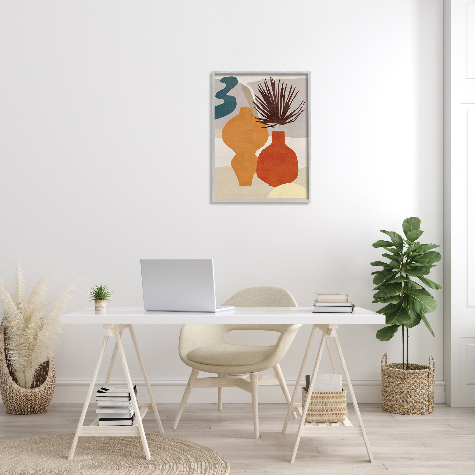 Stupell Industries Retro Decorated Vases Earth Tones Abstract Pottery, 24 x 30, Designed by Melissa Wang