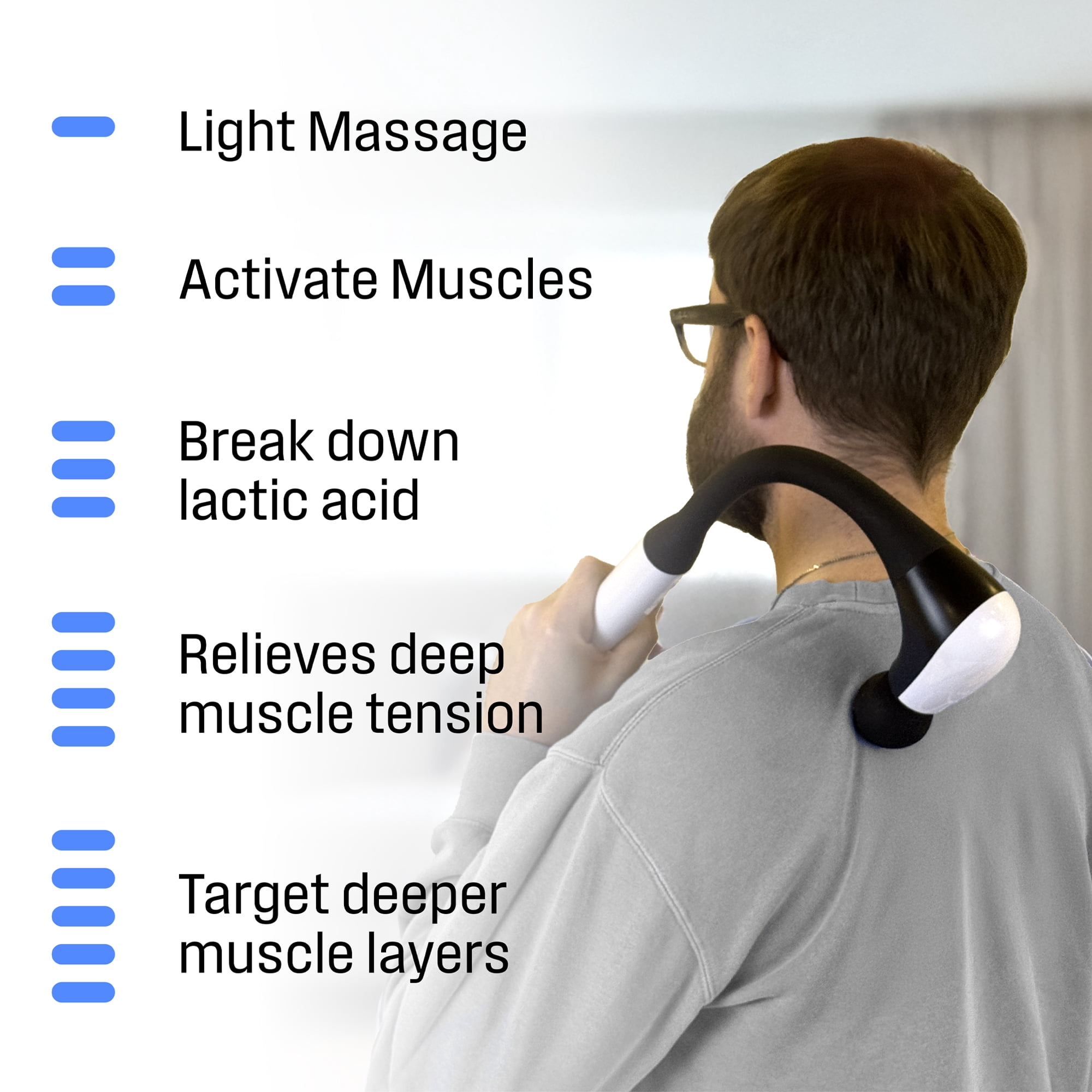 Westinghouse Extended Handle Massage Gun, Neck & Shoulder Pain, Deep Tissue Percussion Massager