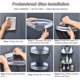 thumbnail image 5 of Estante de baño sin taladro, especiero de esquina, estante de pared de metal con 4 ganchos, estante de almacenamiento para ducha, cesta de ducha, instalación adhesiva (plata mate, 2 niveles, clasifica, 5 of 5