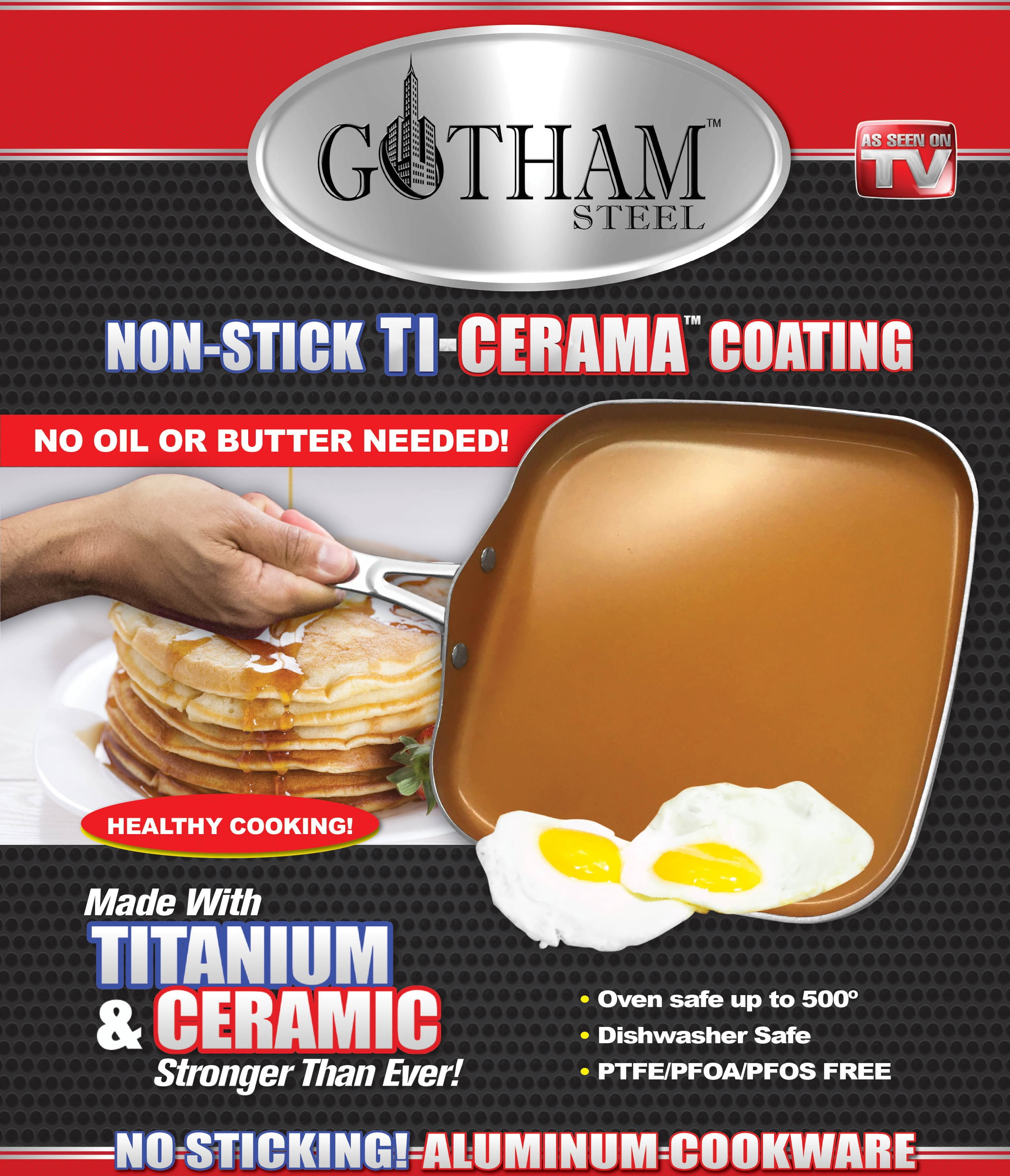 Gotham Steel Grill, Aluminum, Non-Stick, 10.5 Inch