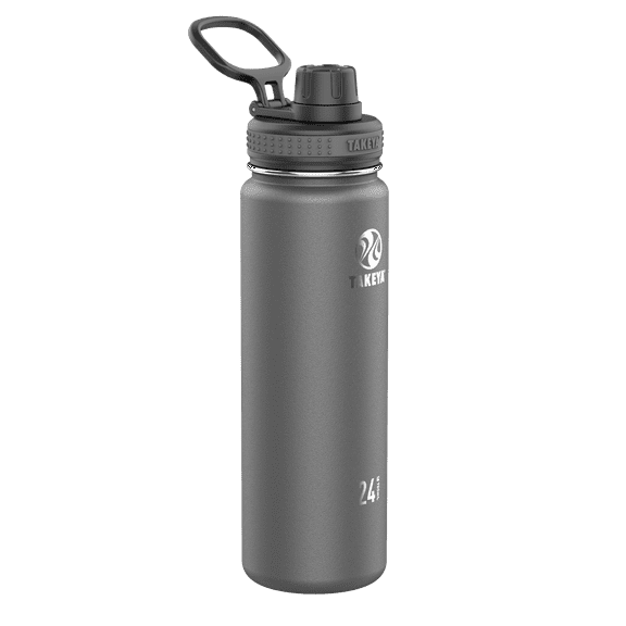 Takeya Originals Spout Water Bottle, Stainless Steel, Vacuum insulated, 24 oz, Graphite