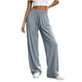 thumbnail image 2 of Yyeselk Womens Wide Leg Sun Protection Pants Lightweight Baggy Stretch High Waisted Slacks Drawstring Casual Joggers Trousers Gray XL, 2 of 7