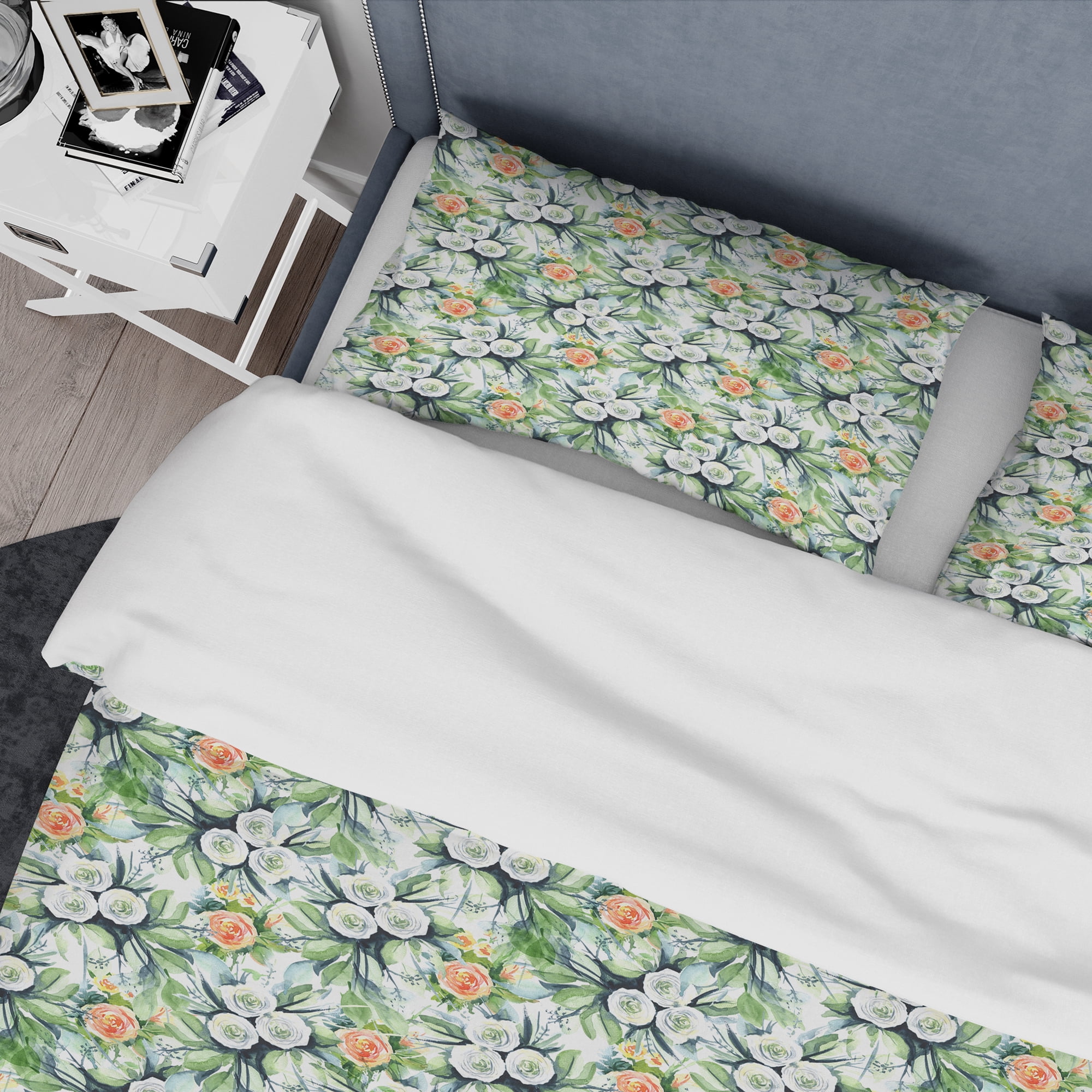Designart 'A White and Yellow Roses Bouquet' Traditional Duvet Cover Set