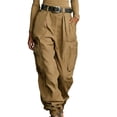 thumbnail image 3 of Ihhxva Women's High Waisted Wide Leg Cargo Pants Stretch Multi-Pockets Belted Summer Casual Work Daily Wear S-2XL, 3 of 7