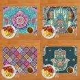 thumbnail image 2 of 2024 Placemat Mandala Flower / Hand of Fatima Print Table Mats for Dining Table Coasters Linen Coffee Cup Pads Kitchen, 2 of 6