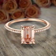 thumbnail image 3 of Limited Time Sale: 1.25 Carat Emerald Cut Real Morganite and Man made diamond moissanite Engagement Ring Sterling Silver with 18k Gold Plating, 3 of 5