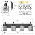 thumbnail image 2 of Crystal Black Bathroom Vanity Light 4 Light Modern Bathroom Vanity Light Fixtures Over Mirror Bath Wall Lighting, 2 of 8