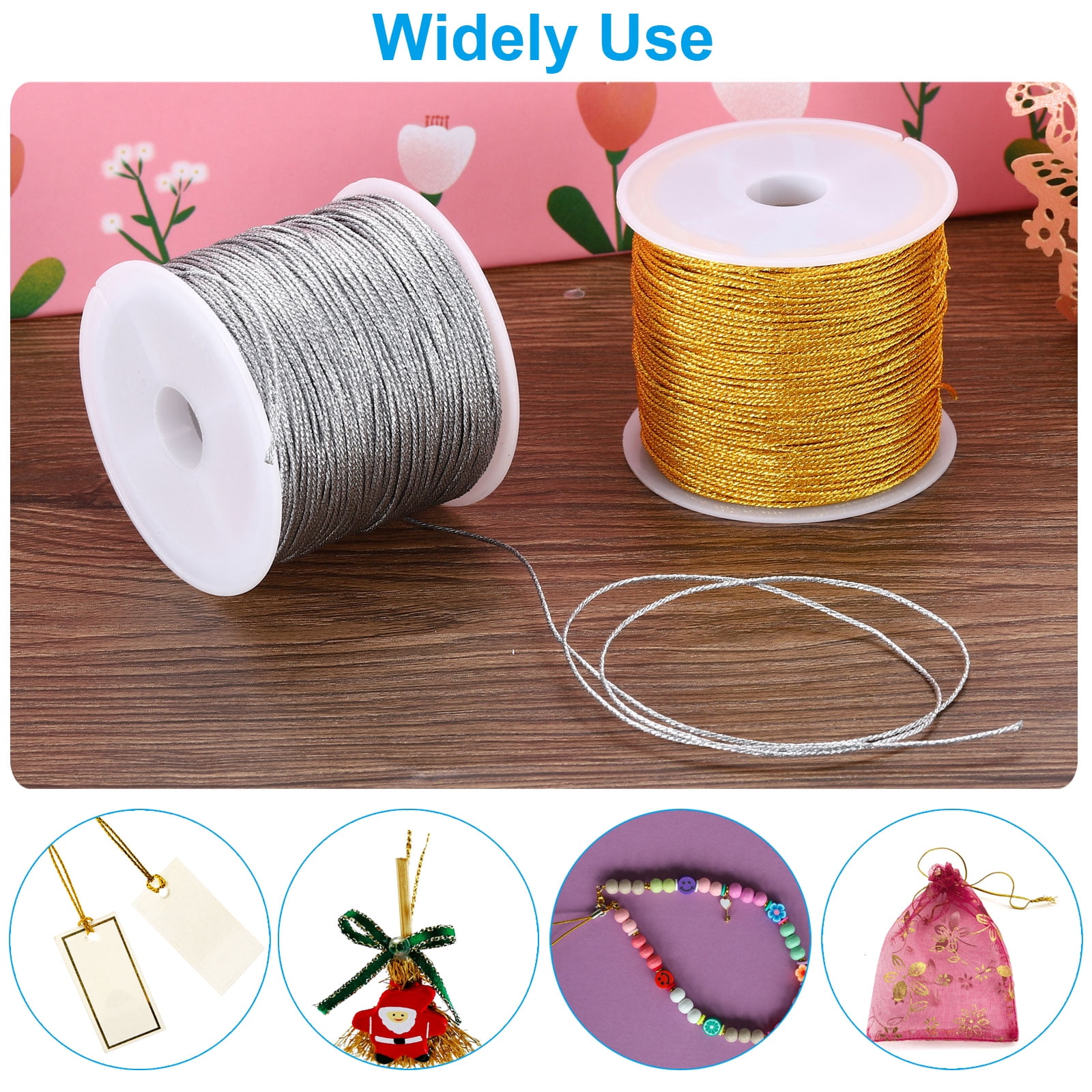 Unique Bargains Metallic Cord Set for Craft Beading Jewelry Making 15Pcs Gold/Silver