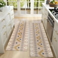 thumbnail image 4 of Kitchen Rugs Sets Of 2,Brown Geometric Triangle Diamond Pattern Anti Fatigue Kitchen Mat Rugs Non Slip Washable,Decorative Kitchen Floor Mats for Kitchen,Sink,Laundry,17"X47", 4 of 5