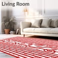 thumbnail image 2 of ODIKA 8'x10' Machine Washable Non-Slip Area Rug, Classic Holiday Leaf and Stripe Semi Circle with Seasonal Flair High Traffic Rug, Red, 612816, 2 of 7