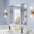 thumbnail image 3 of ANGELES HOME 44 in. x 36 in. Aluminum Bathroom Medicine Cabinet and Open Shelf Set, Soft-Close Doors, Recessed or Surface Mount, 3 of 16