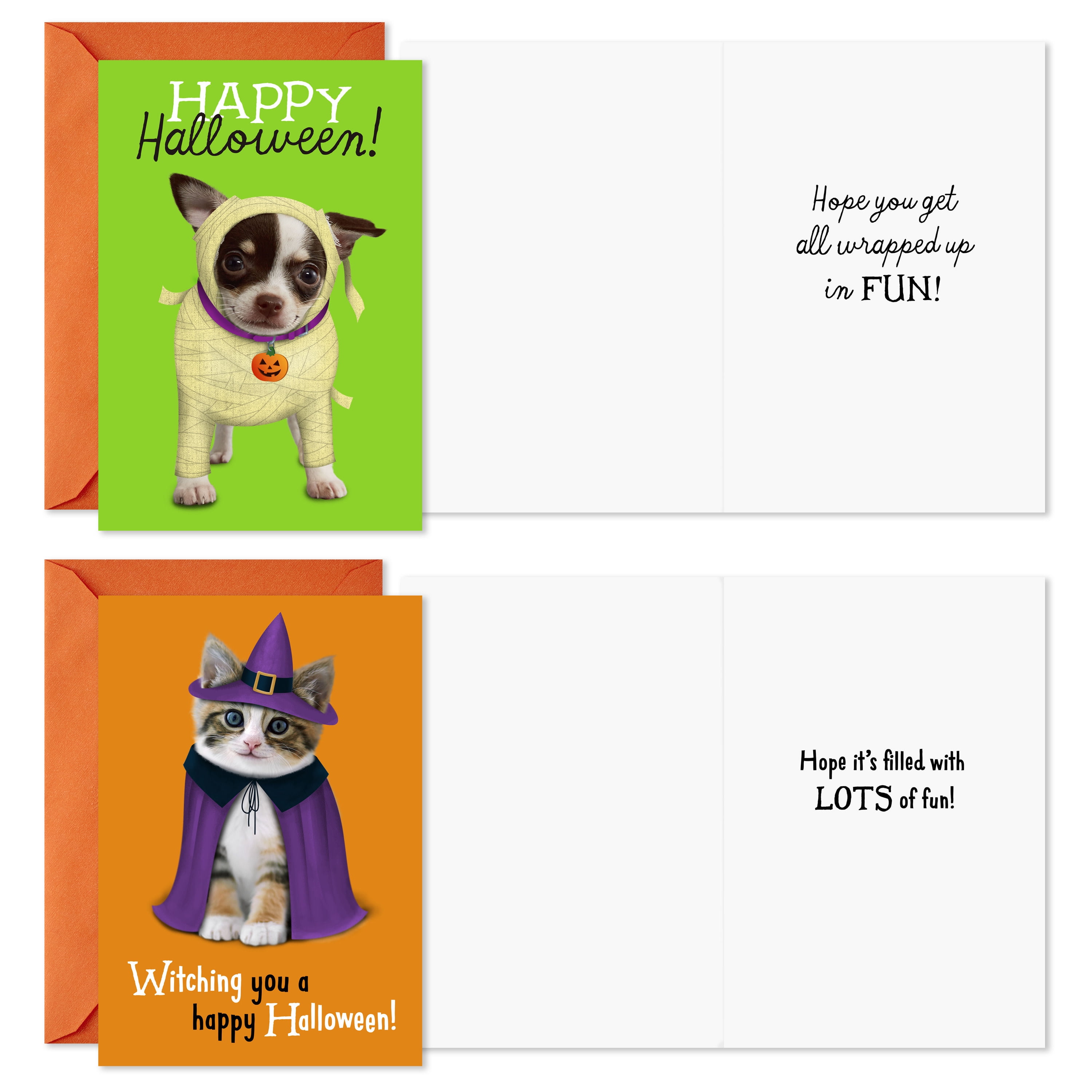 Hallmark Assorted Halloween Cards (Pets in Costume), 8 Count