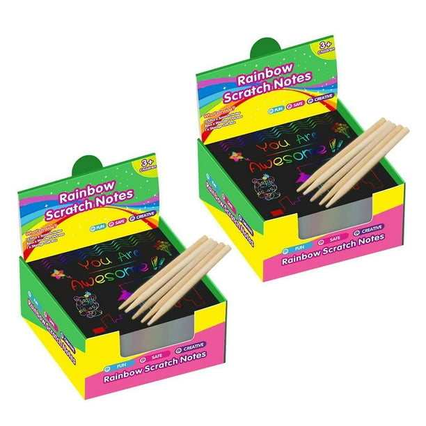 DIY Rainbow-Scratch Paper Arts Set Drawing Activity Multi Color Scratch Off Card for Home School