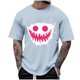 thumbnail image 2 of Blusas y camisas de manga corta con cuello redondo para hombre, blusas casuales de verano a la moda con cuello redondo y estampado para hombre., 2 of 4