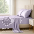thumbnail image 3 of Satin Sheets King [4-Piece, Lavender] Hotel Luxury Silky Bed Sheets - Extra Soft 1800 Microfiber Sheet Set, Wrinkle, Fade, Stain Resistant - Deep Pocket Fitted Sheet, Flat Sheet, Pillow Cases, 3 of 8