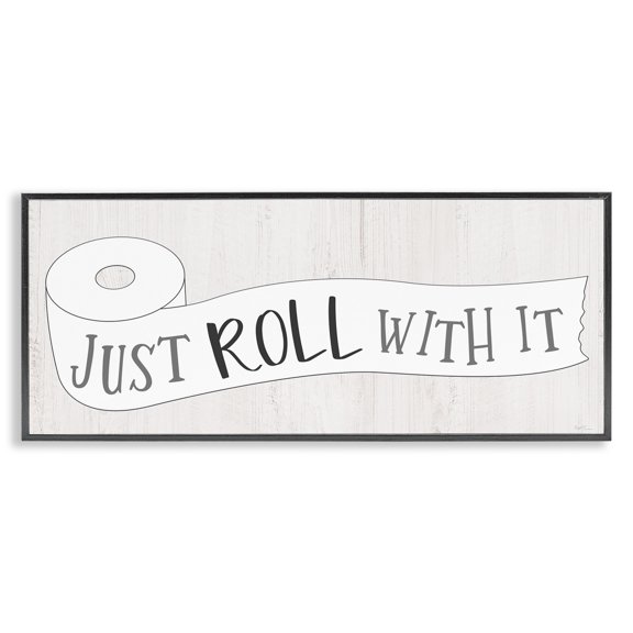 Stupell Industries Cottage Roll With It Phrase Charming Country Toilet Paper Black Framed Giclee Art, 24 x 10, by Natalie Carpentieri