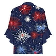 thumbnail image 5 of Feancey Womens 4th of July Shirts Dressy Trendy Ruffled 3/4 Sleeve Blouse American Flag Novelty Print Henley Shirt Loose Fit Casual Button V Neck Tops Multicolor S, 5 of 6