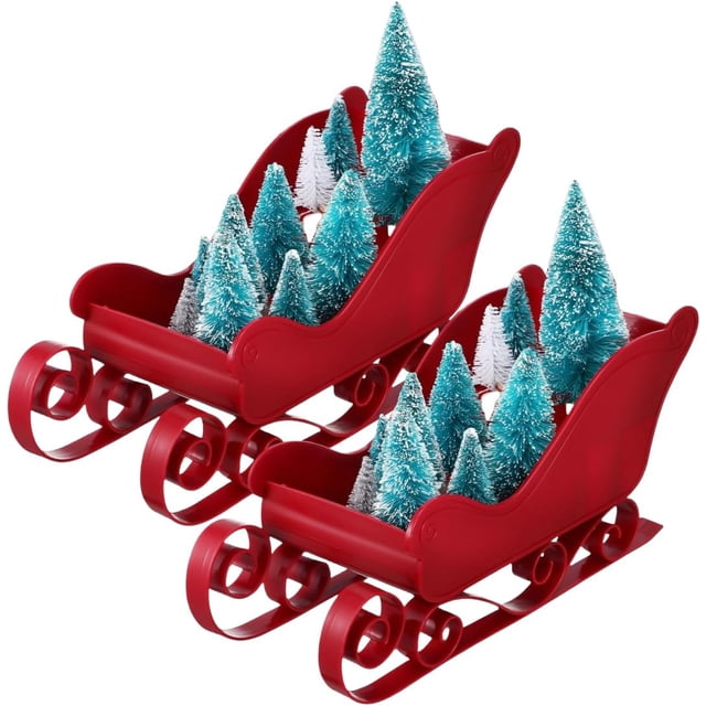 Adornos navideños XINYU trineo miniatura 2 piezas para escritorio