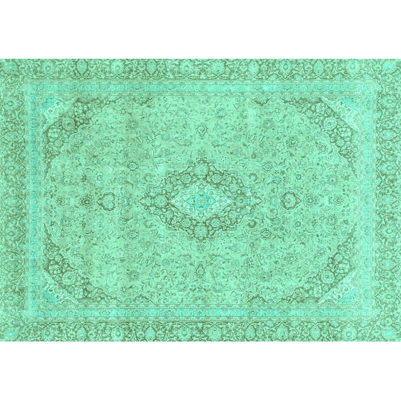 Ahgly Company Indoor Rectangle Abstract Turquoise Blue Modern Area Rugs, 5' x 8'
