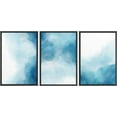 thumbnail image 2 of PixonSign Framed Wall Art Set Vibrant Blue Gradient Pastel Paint Stroke Landscape Collage Abstract Canvas Print Modern Art Decor for Living Room, Bedroom, Office -24"x36"x3 Panels Black, 2 of 5